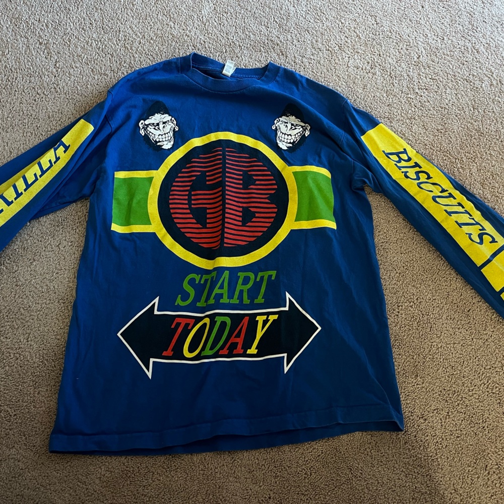 Blue Graphic Gorilla Biscuits Band Long Sleeve Graphic T-Shirt